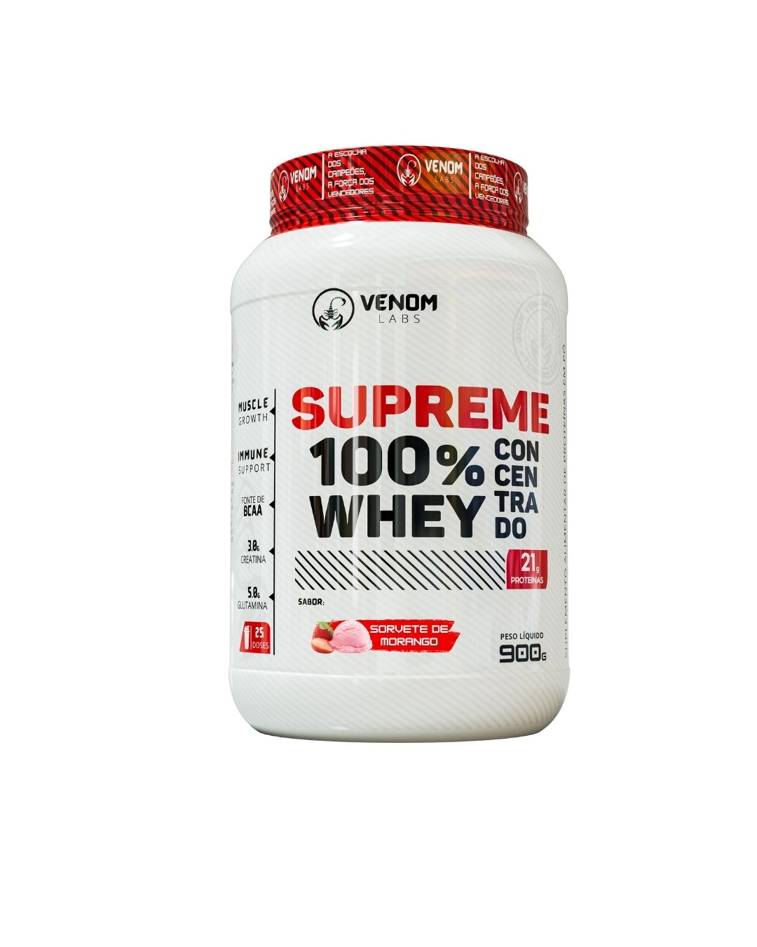 Supreme 100% Whey Concentrado 900g Pote (3g creatina por dose) Venom Labs