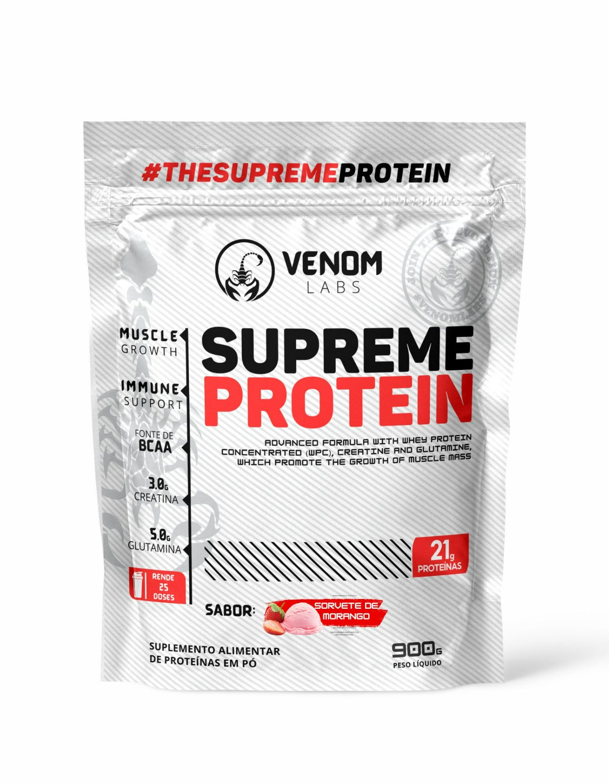 Supreme Whey 100% Concentrado Protein 900g Refil - Venom Labs