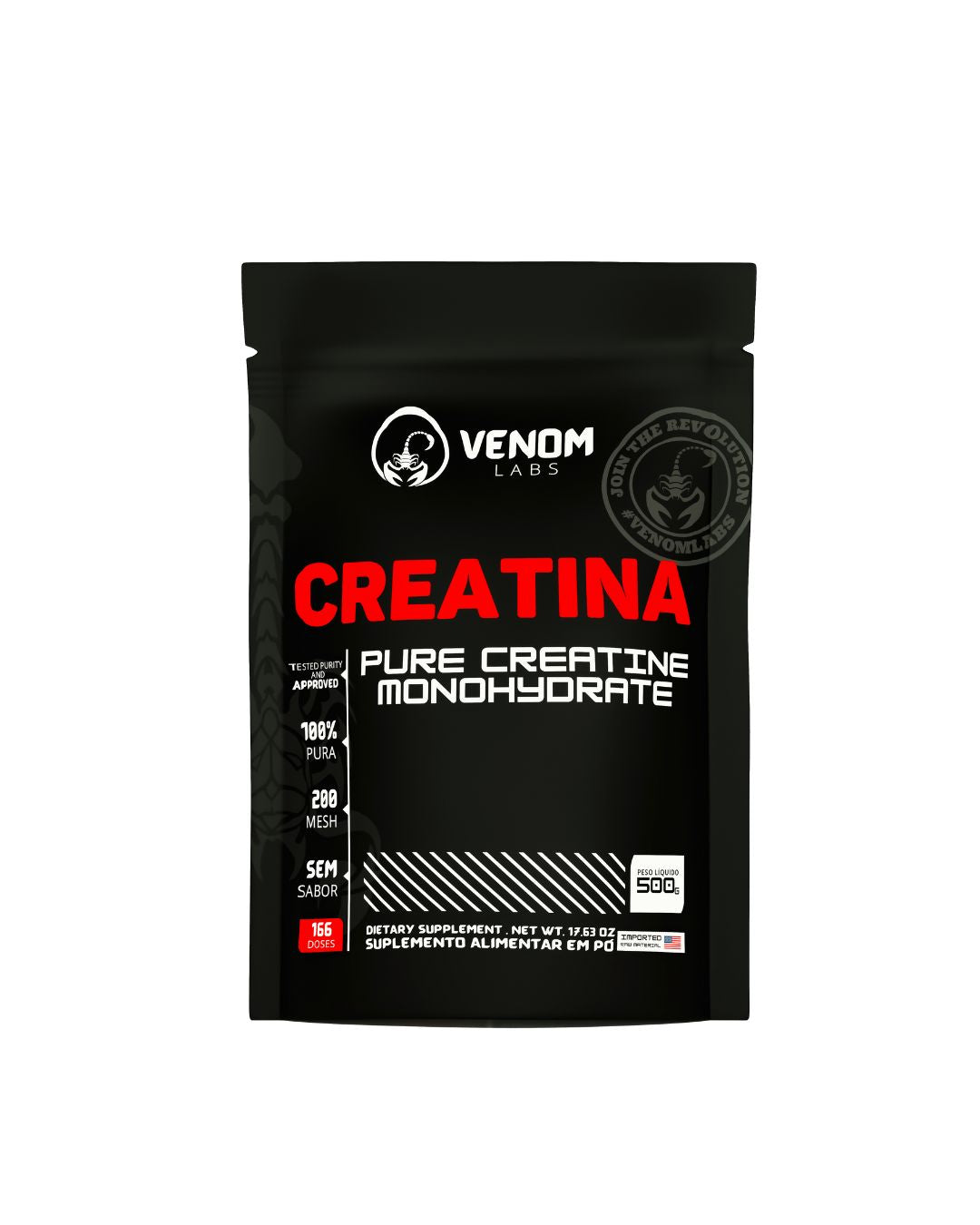 Creatina 100% pura 500g Refil - Venom Labs (laudada com 100% pureza pela Coopenutri & Abenutri)