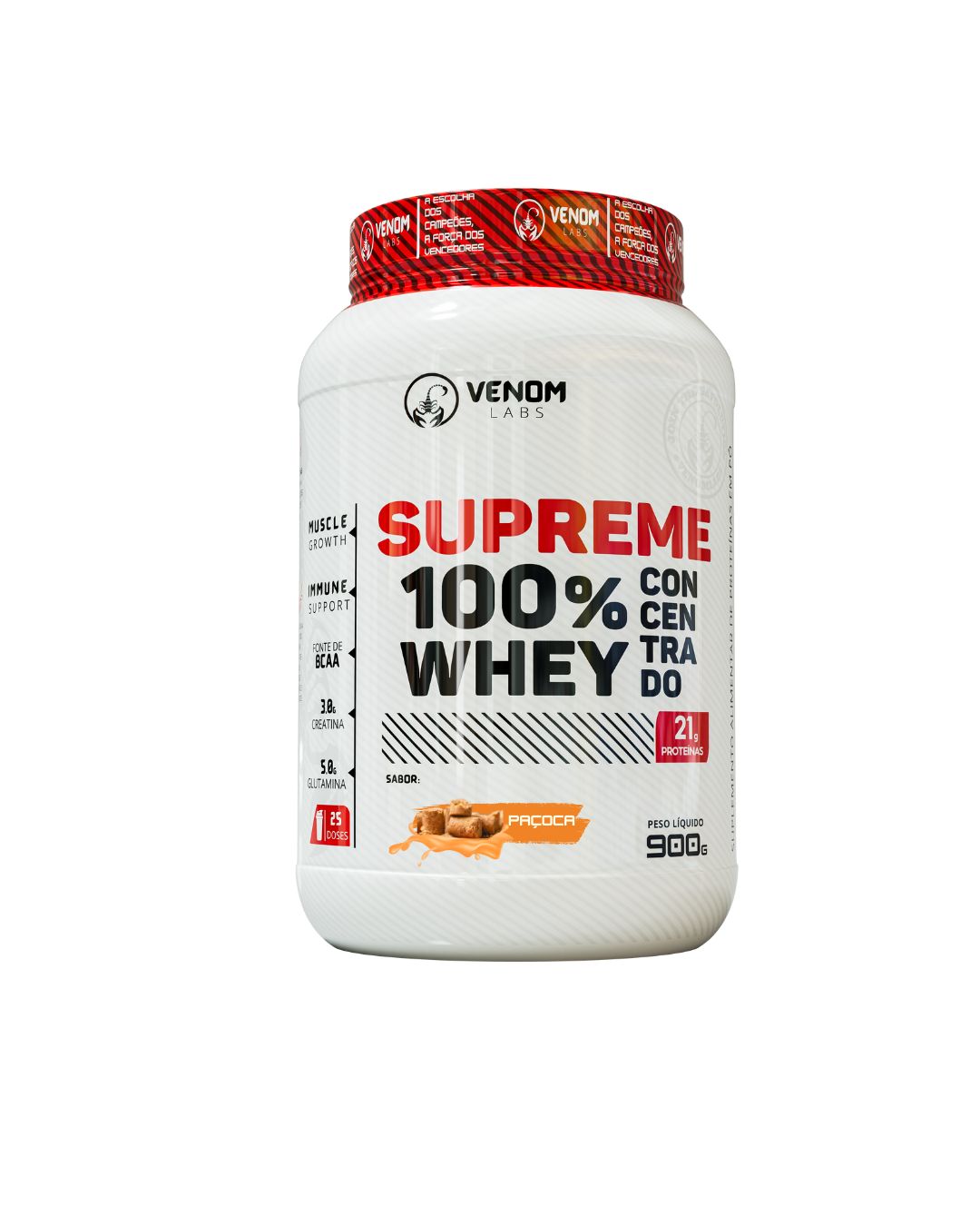 Supreme 100% Whey Concentrado 900g Pote (3g creatina por dose) Venom Labs
