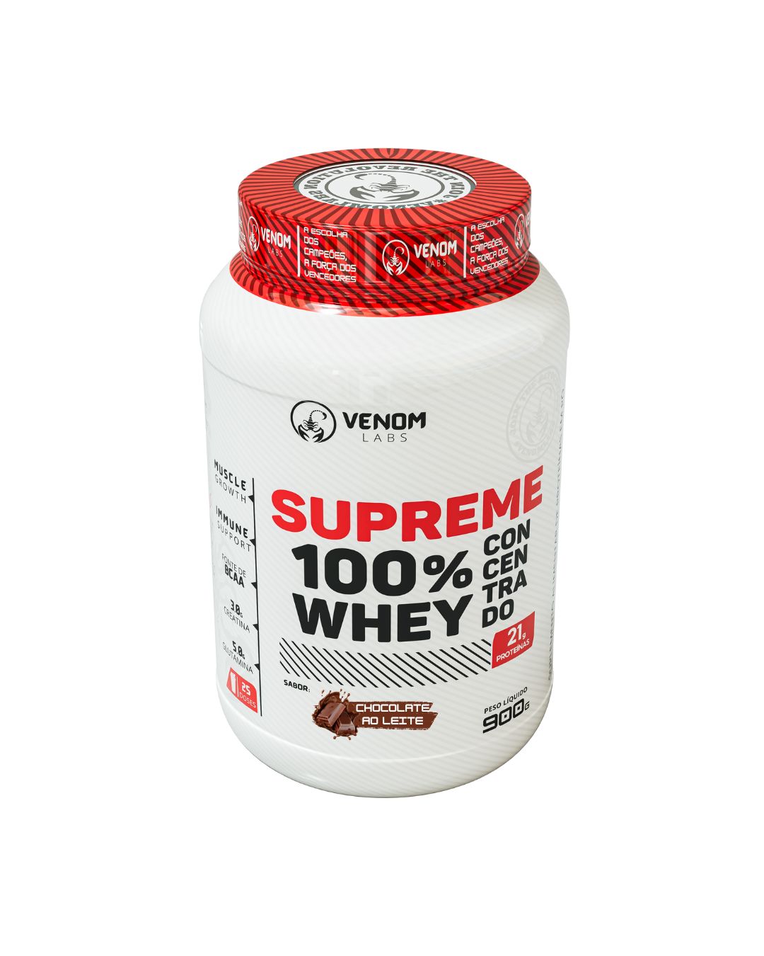 Supreme 100% Whey Concentrado 900g Pote (3g creatina por dose) Venom Labs