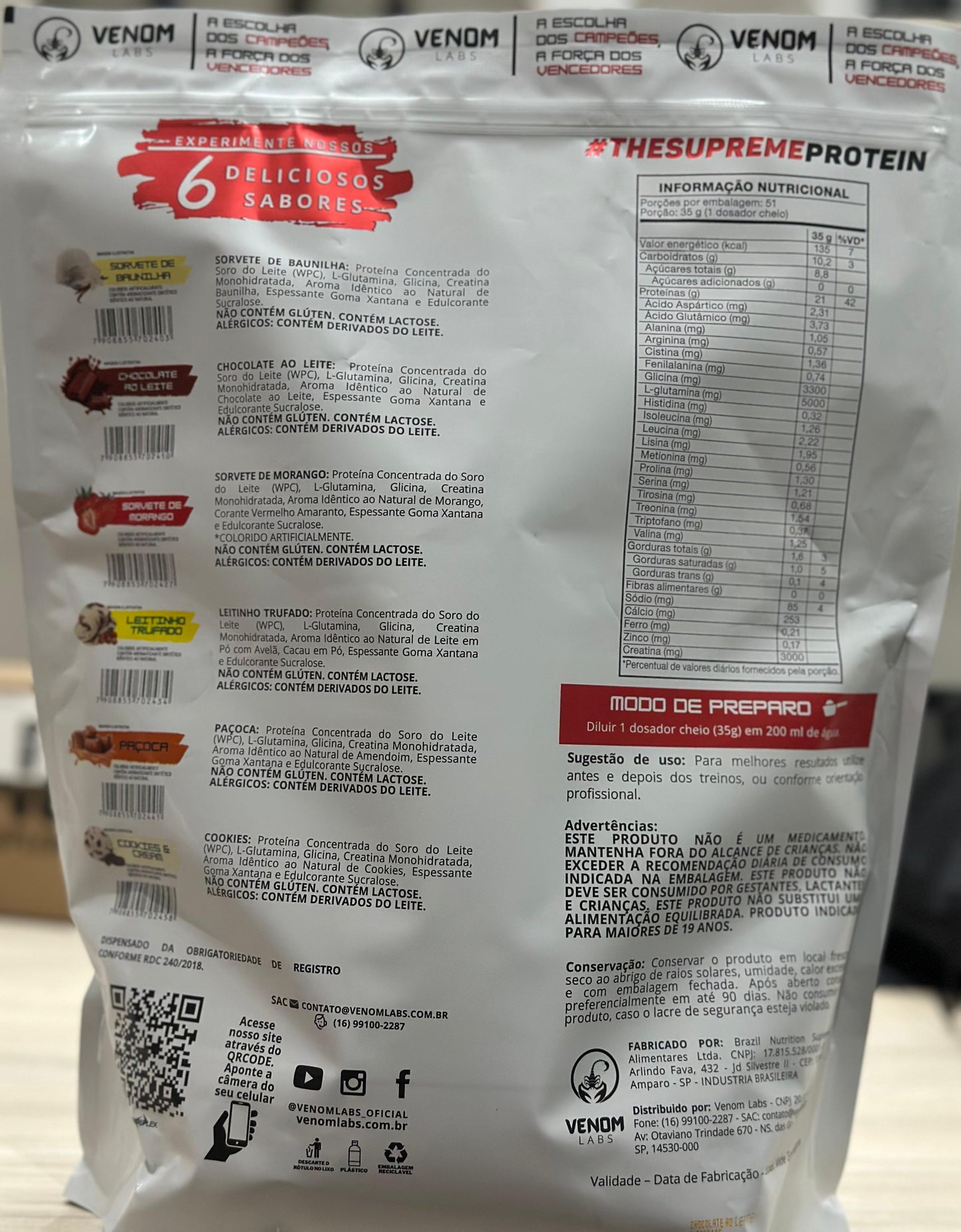 Supreme Whey 100% Concentrado Protein 1,8 Kg Refil