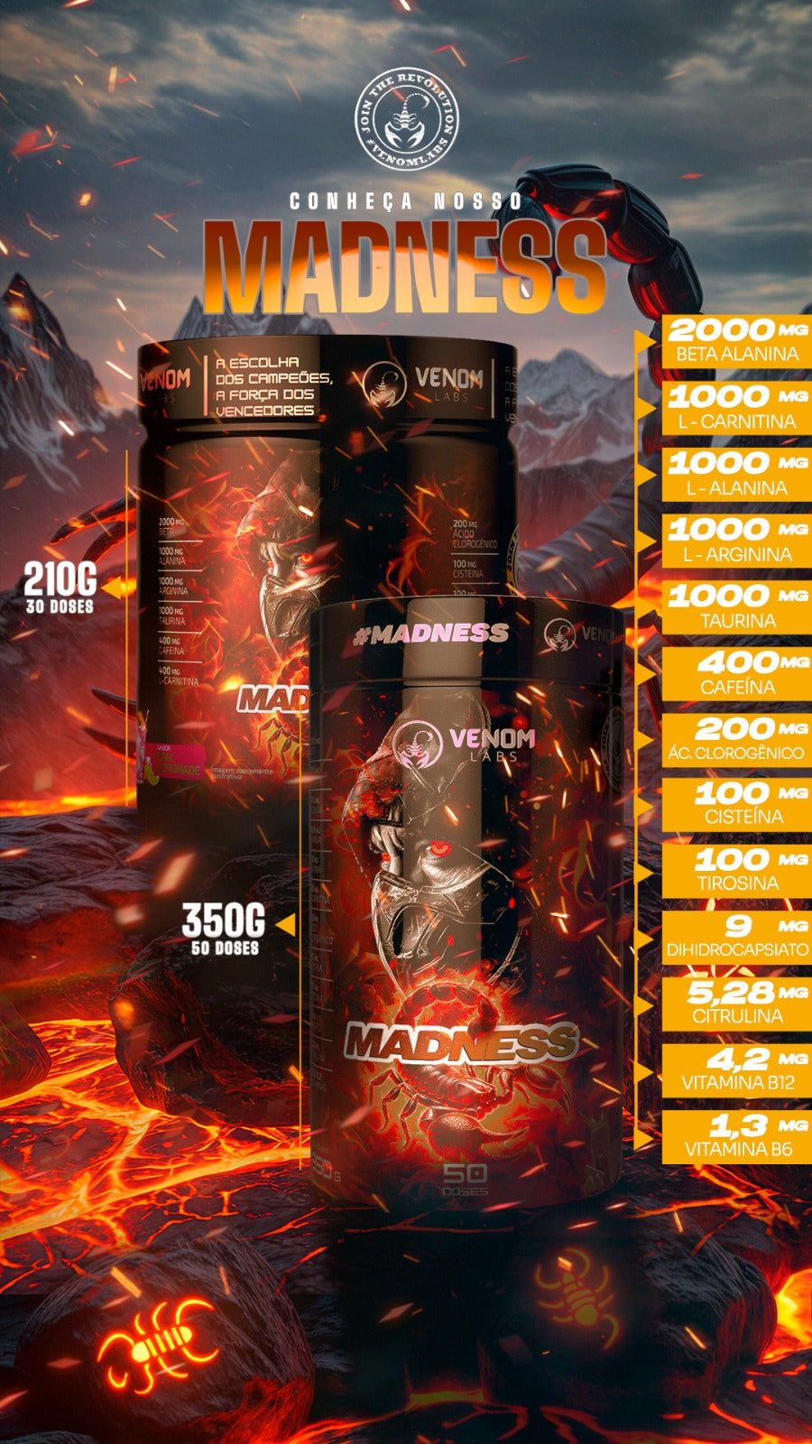 MADNESS 350g *50 doses* (PRÉ TREINO BRUTO) - Venom Labs
