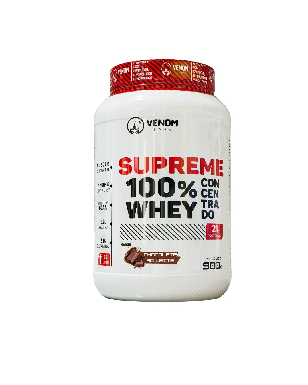 Supreme 100% Whey Concentrado 900g Pote (3g creatina por dose) Venom Labs