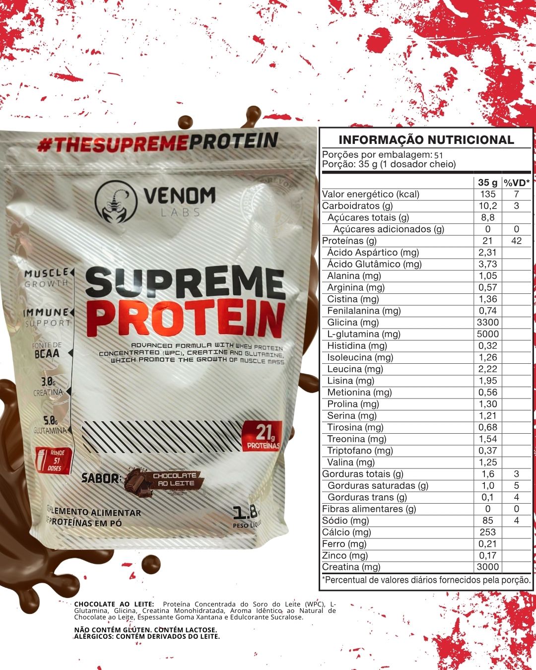 Supreme Whey 100% Concentrado Protein 1,8 Kg Refil