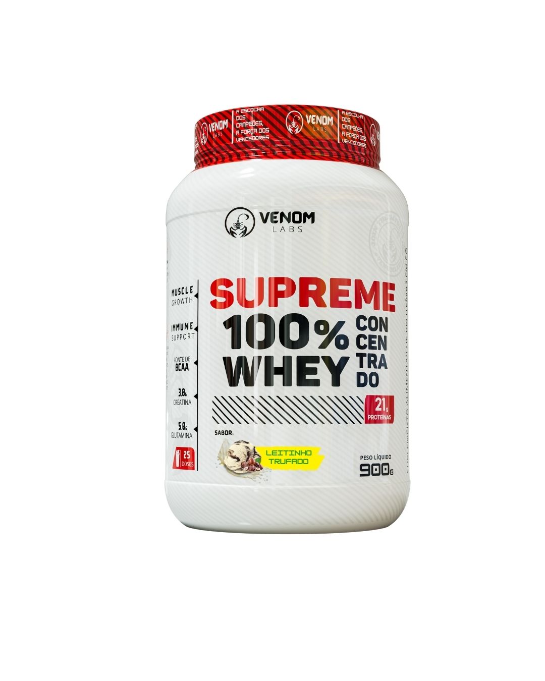 Supreme 100% Whey Concentrado 900g Pote (3g creatina por dose) Venom Labs
