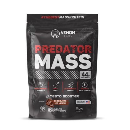 Hipercalórico PREDATOR MASS 3kg TESTO BOOSTER (44g proteínas por porção) Venom Labs - 7 sabores