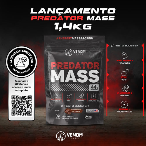 HIPERCALÓRICO PREDATOR MASS 1,4kg (44g proteínas por porção) Venom Labs